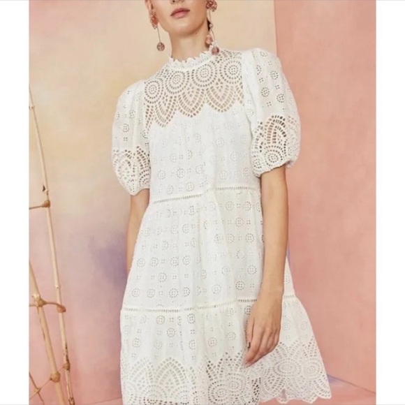 Ulla Johnson Simone White Eyelet Dress Sz 10 - Picture 6 of 7